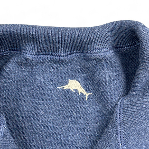 Tommy Bahama Sweater Adult LARGE Blue Gray Reversible Pullover Striped Solid - Picture 6 of 12